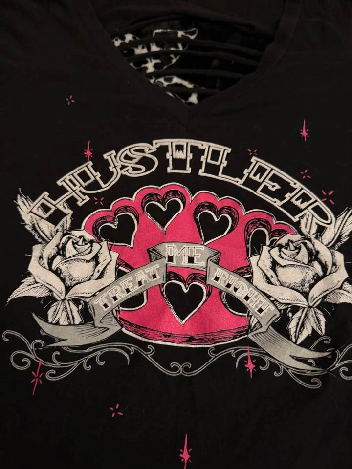 y2k vintage hustler cut out back top - photo 2
