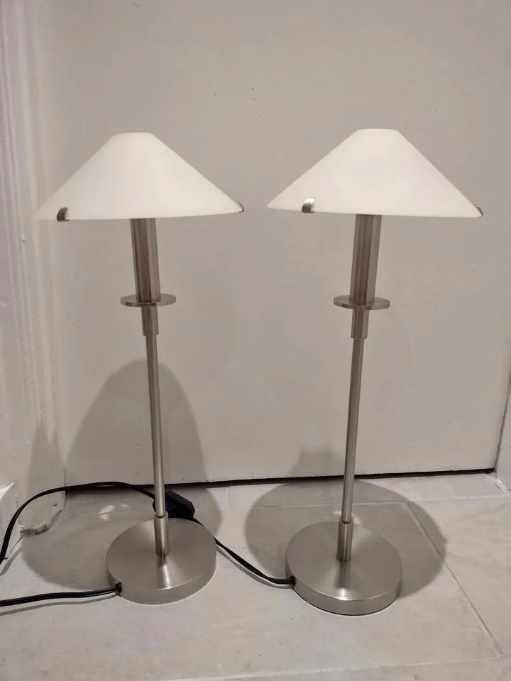 Dimmable stainless steel desk/table lamps. Set of two thumbnail