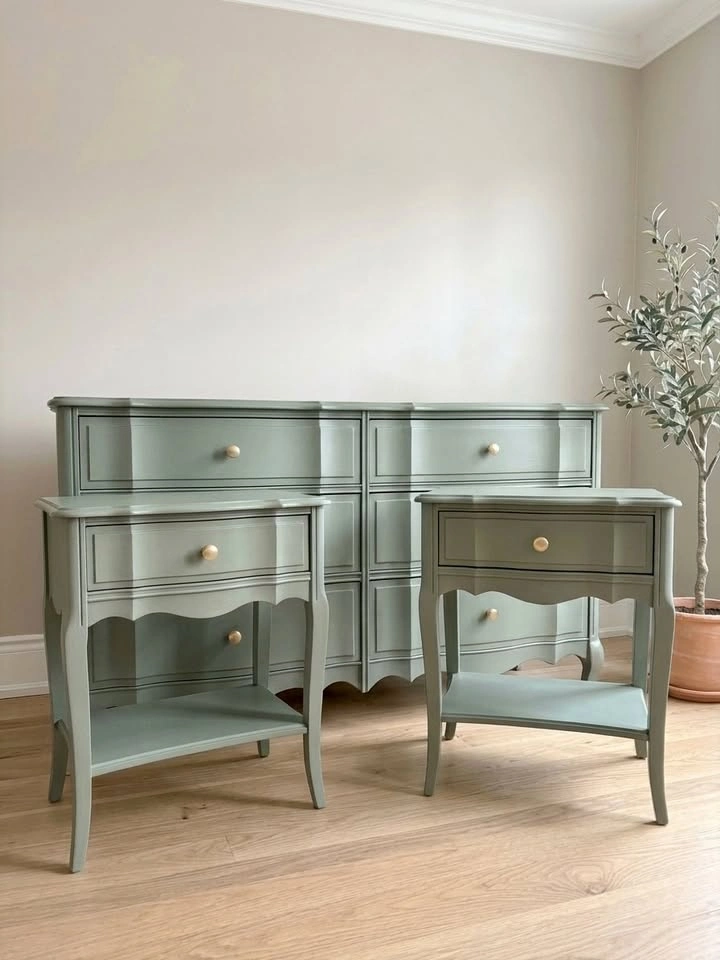 Refinished Vintage French Provincial Dresser & Nightstand Set