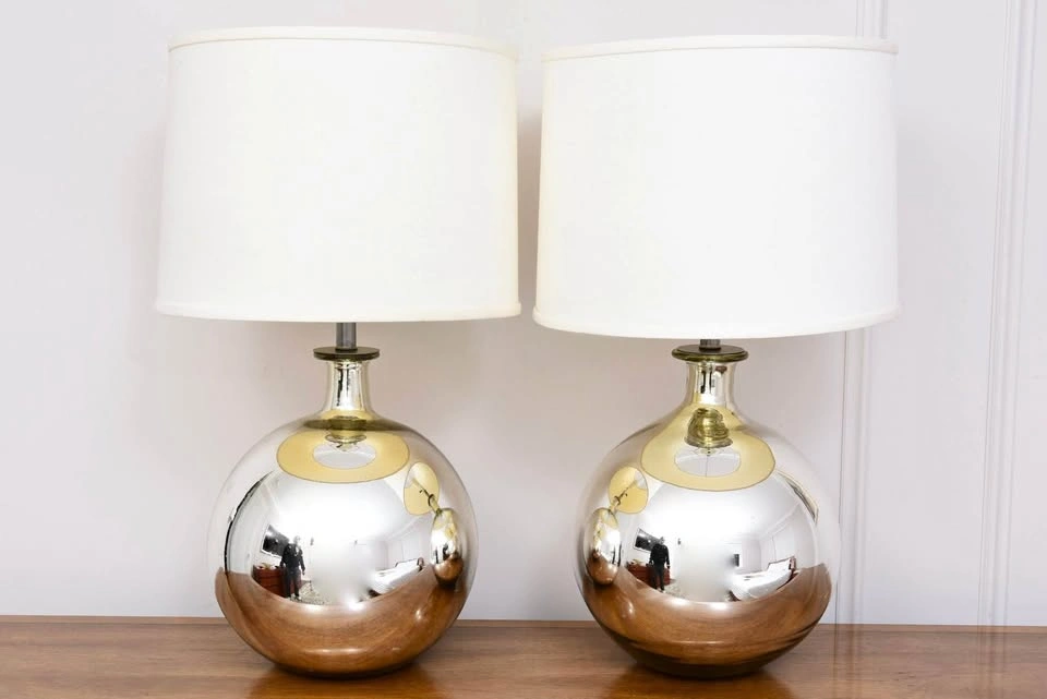 Pair of Mid-Century Modern Mercury Glass Table Lamps