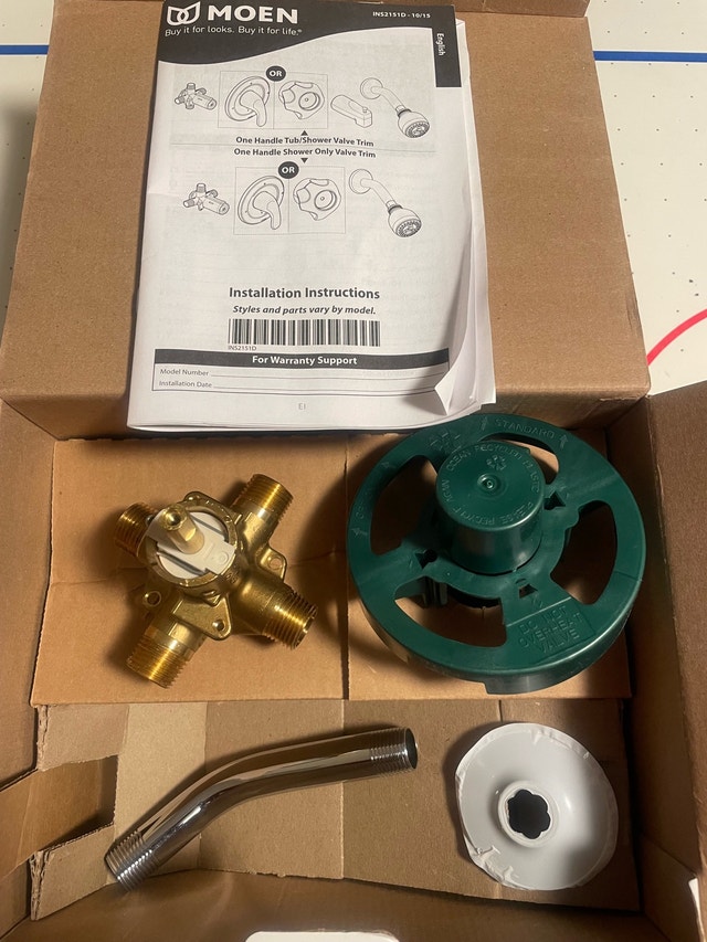 Moen Adler Tub and Shower Faucet mixing valve; shower stem