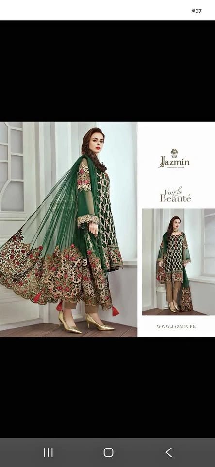 Jazmin Pakistani Green Suit
