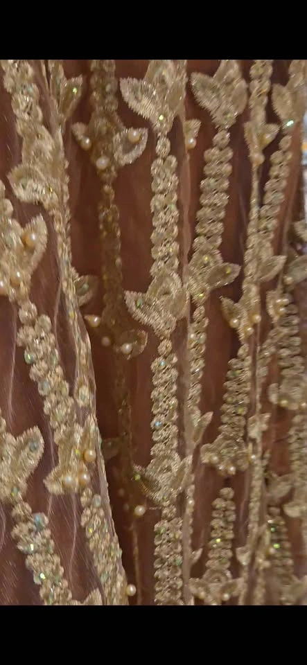 Metallic Sheer Pink Suit Embellished