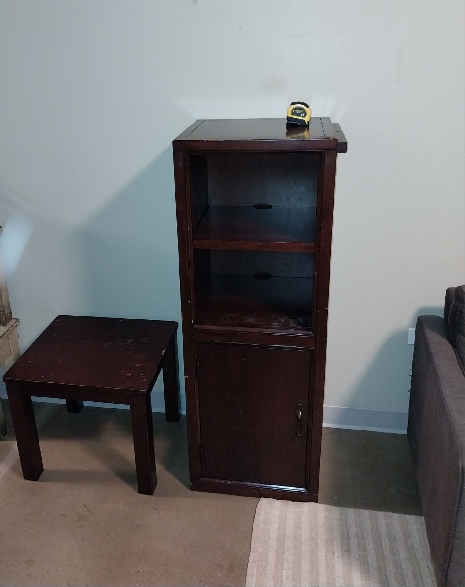Wood Media Tower + Side Table Set - photo 3