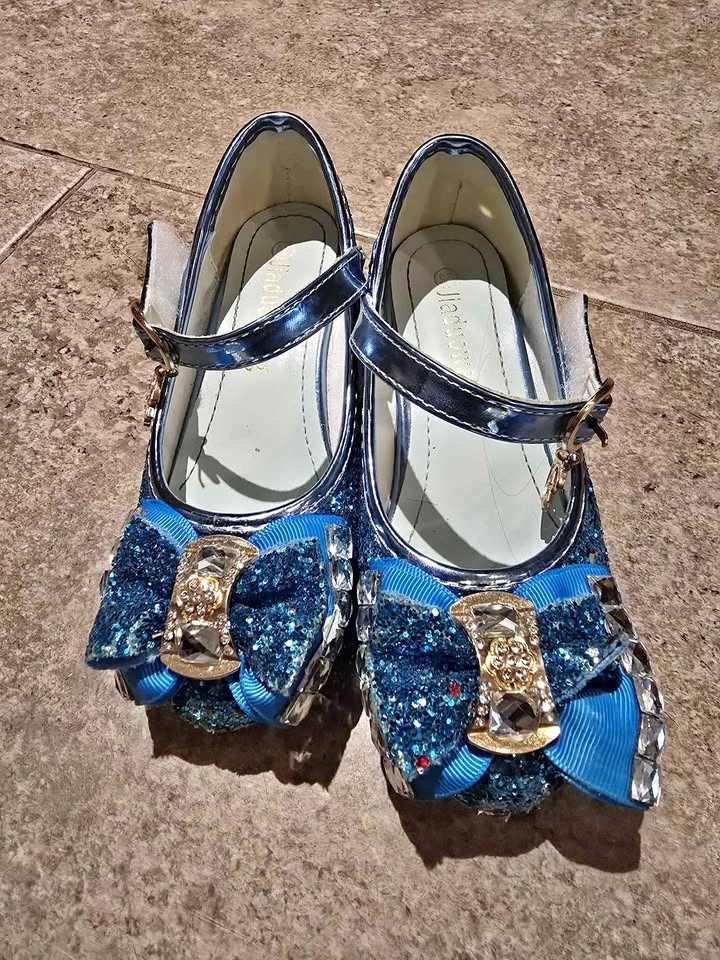 Jiaduowang Girls Blue Glitter Mary Jane Shoes size 9t
