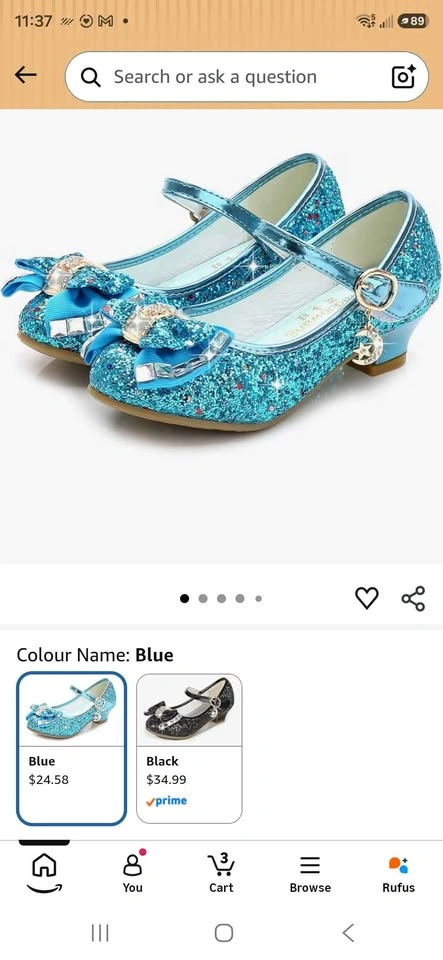 Jiaduowang Girls Blue Glitter Mary Jane Shoes size 9t - photo 2