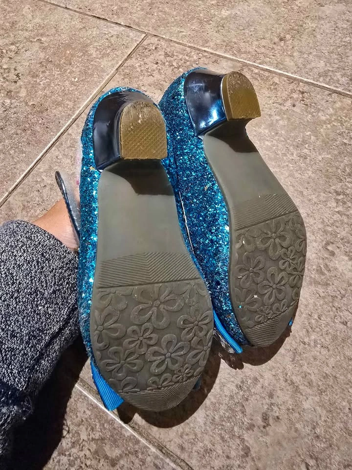 Jiaduowang Girls Blue Glitter Mary Jane Shoes size 9t - photo 3