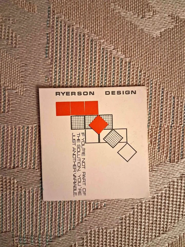 Vintage 1977 Ryerson Design art ephemera card