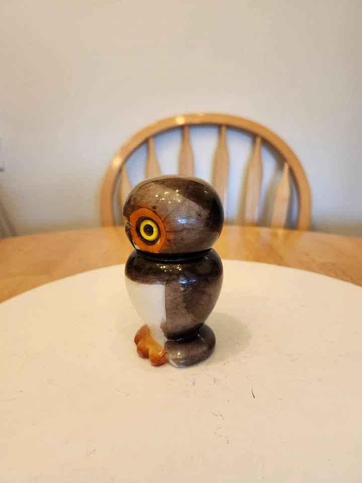 Vintage Italian Alabaster Owl Figurine, Mid Century Modern - photo 3