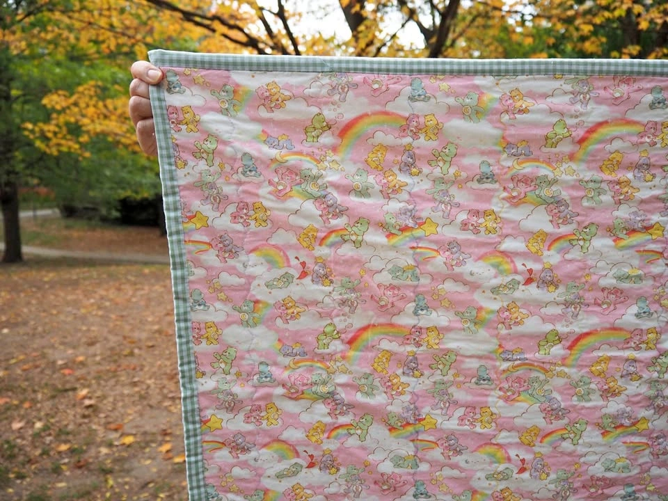 Handmade Carebear Wholecloth Baby/Stroller Quilt