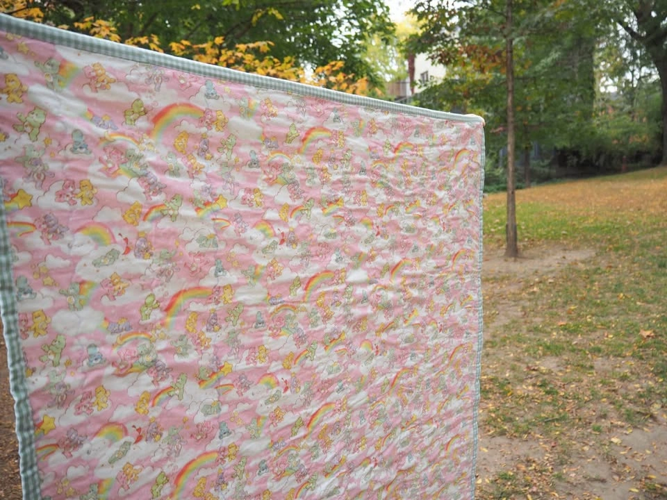 Handmade Carebear Wholecloth Baby/Stroller Quilt - photo 3
