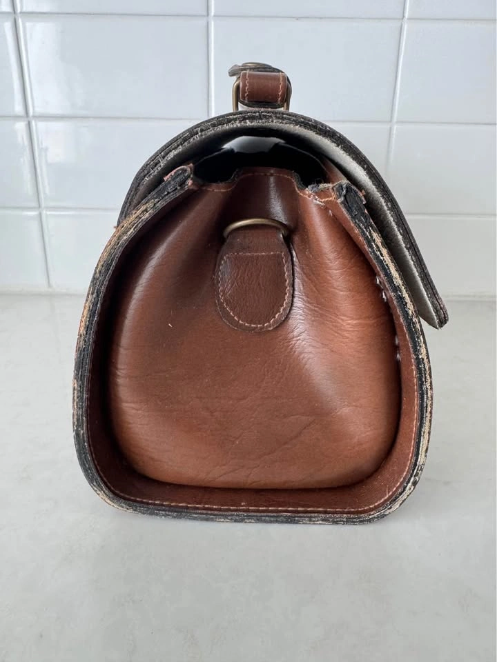 Brown leather vintage purse / handbag - photo 2