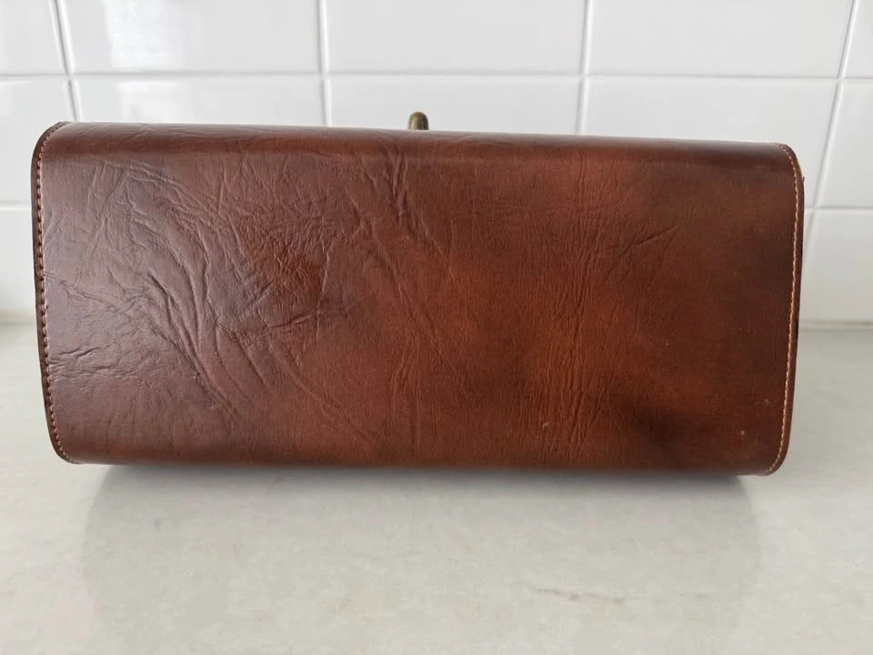 Brown leather vintage purse / handbag - photo 3