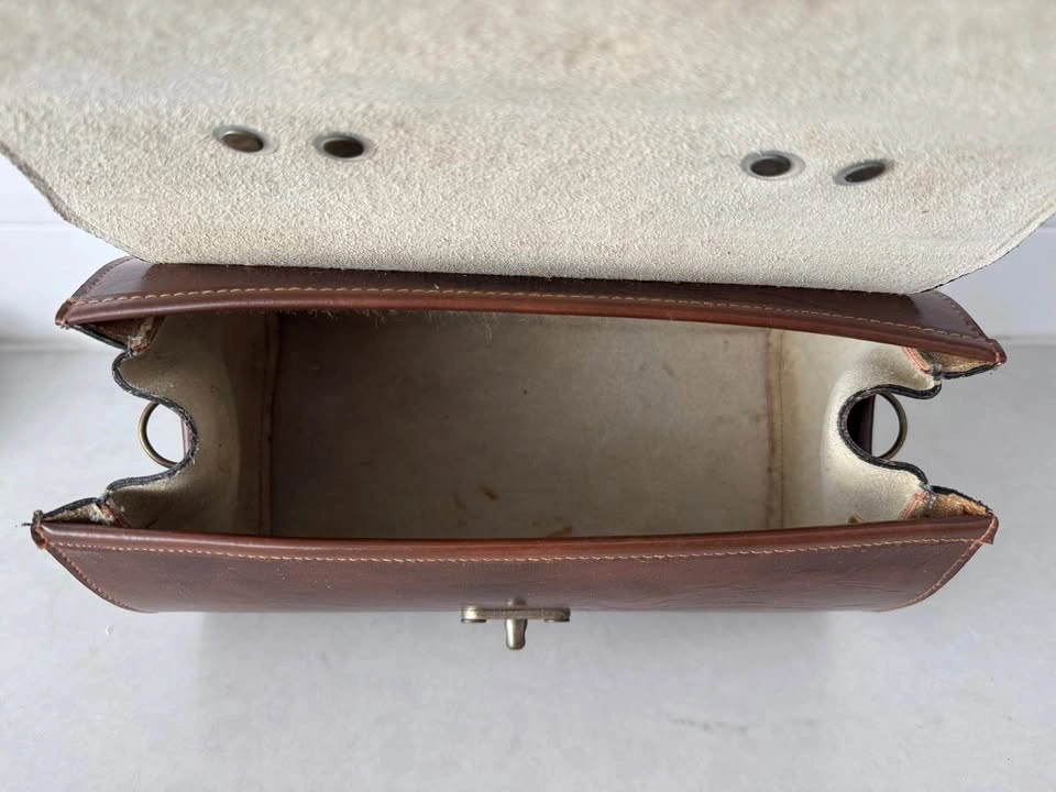 Brown leather vintage purse / handbag - photo 4