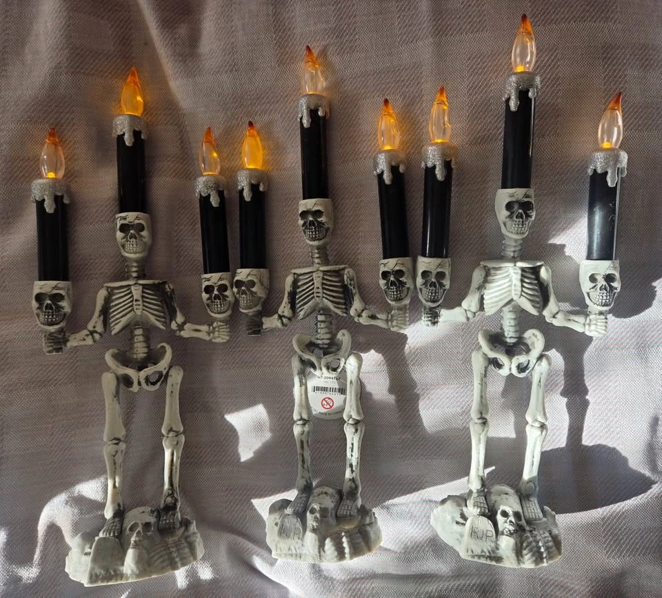 Set of 3 Skeleton Candelabra Halloween Decorations - photo 2