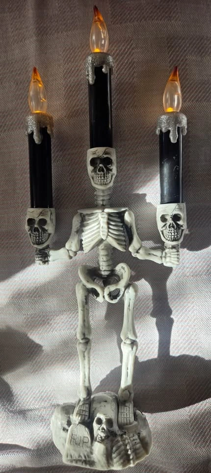 Set of 3 Skeleton Candelabra Halloween Decorations - photo 3
