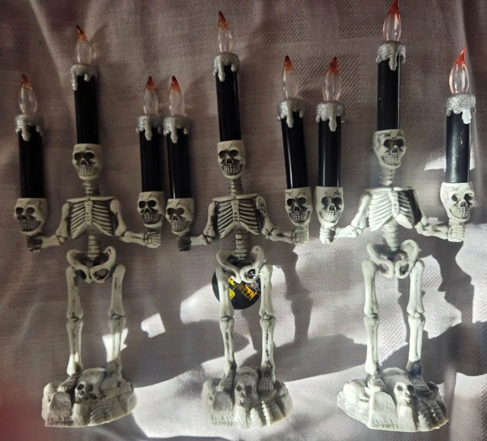 Set of 3 Skeleton Candelabra Halloween Decorations - photo 4