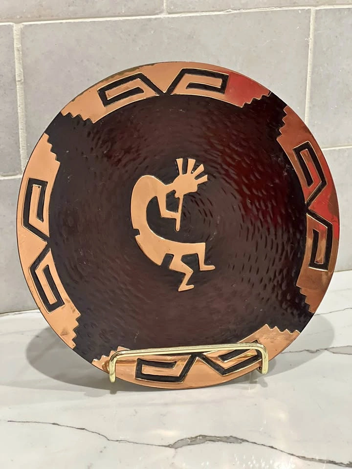 Vintage Southwestern Copper Kokopelli Wall Plate Decor – 6”