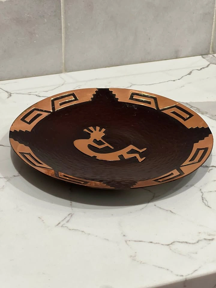 Vintage Southwestern Copper Kokopelli Wall Plate Decor – 6” - photo 4
