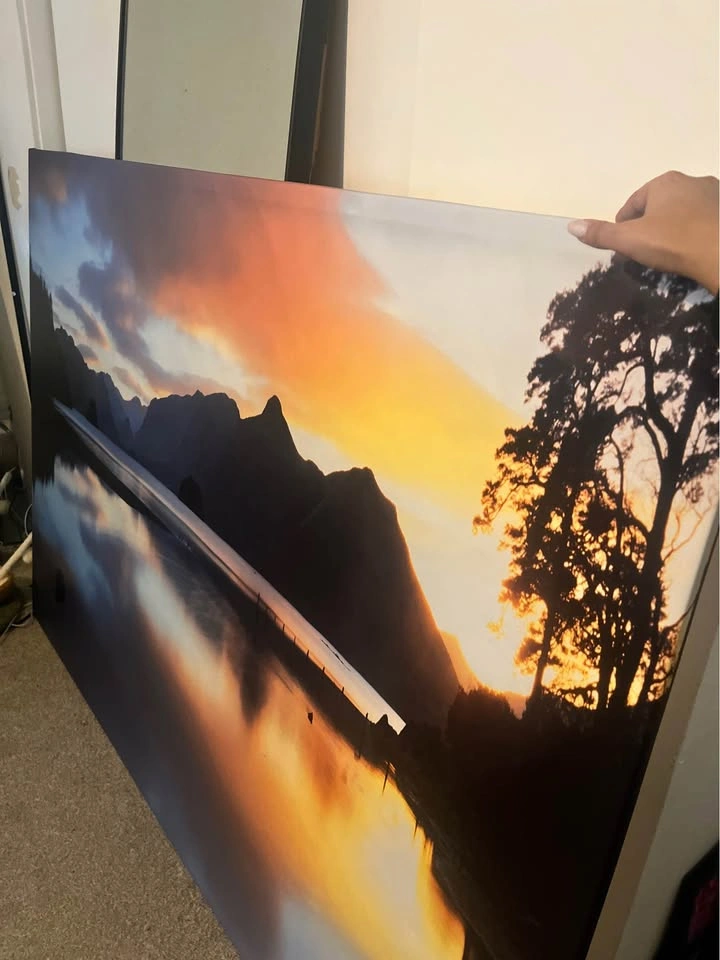 Stunning Mountain & Lake Sunset Canvas Wall Art - photo 2