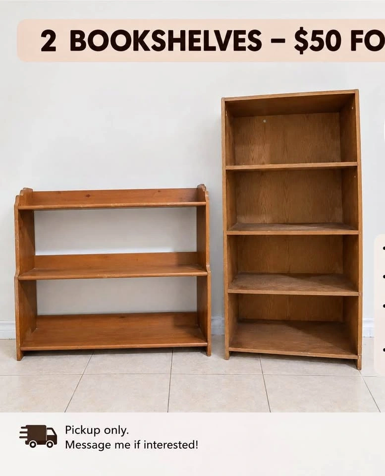 2 Bookshelves - $50 for both