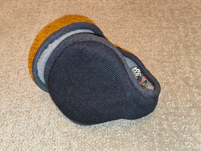 180s Behind-the-Head Ear Warmers, Black/Grey Fleece, Foldable - photo 3
