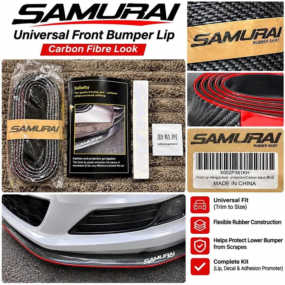 Samurai Universal Front Bumper Lip – Carbon Fibre Look