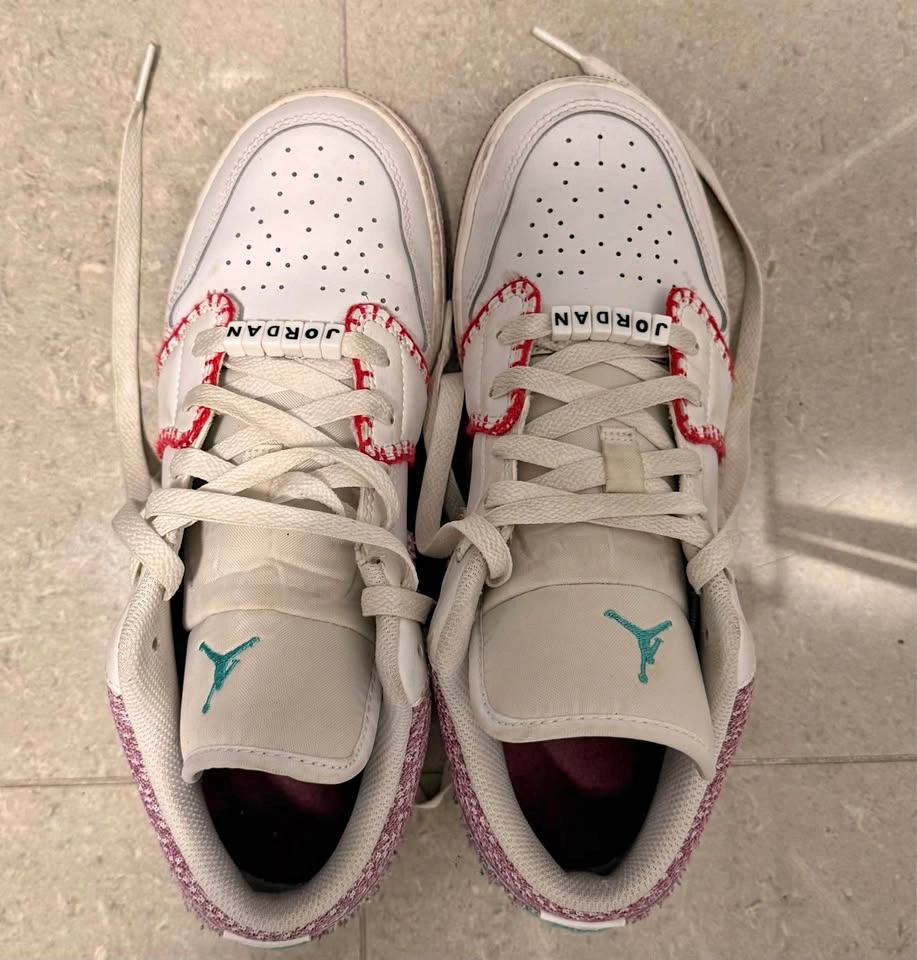 Nike Air Jordan low with bead detail (White/Pink/Purple/Teal)