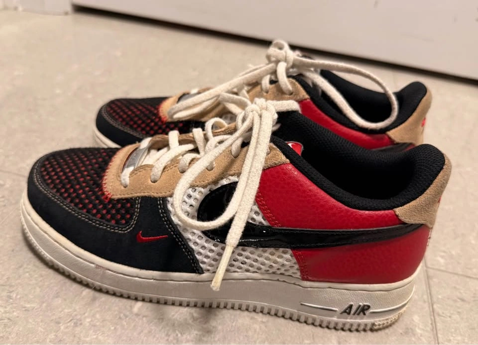 Nike Air Force 1s with Netting (Red/Black/White) - photo 2