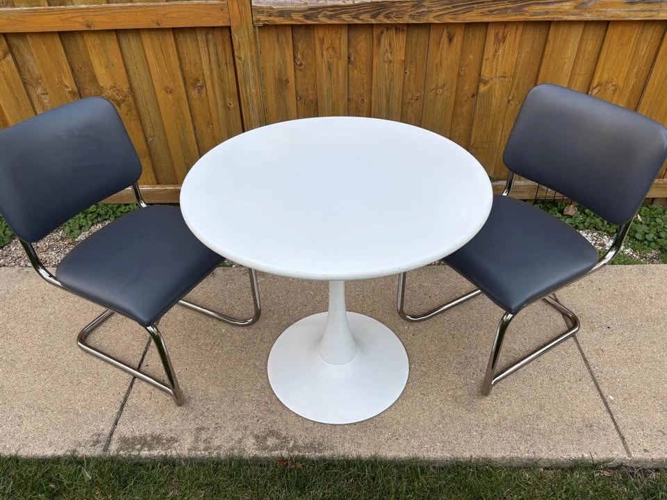 White Tulip Table + Retro Chrome Chairs – $140 Set - photo 2