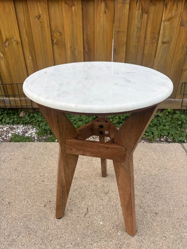 Matching Marble-Top Wood Side Tables — $150 Pair or $80 Each - photo 2