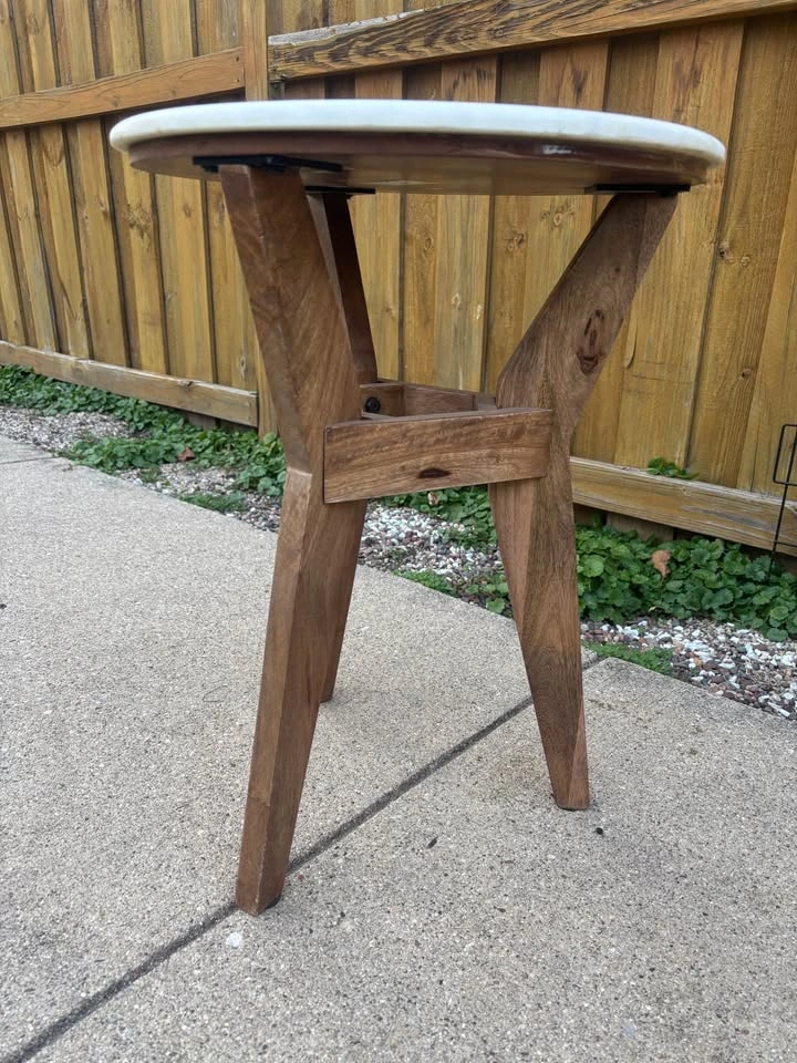 Matching Marble-Top Wood Side Tables — $150 Pair or $80 Each - photo 3