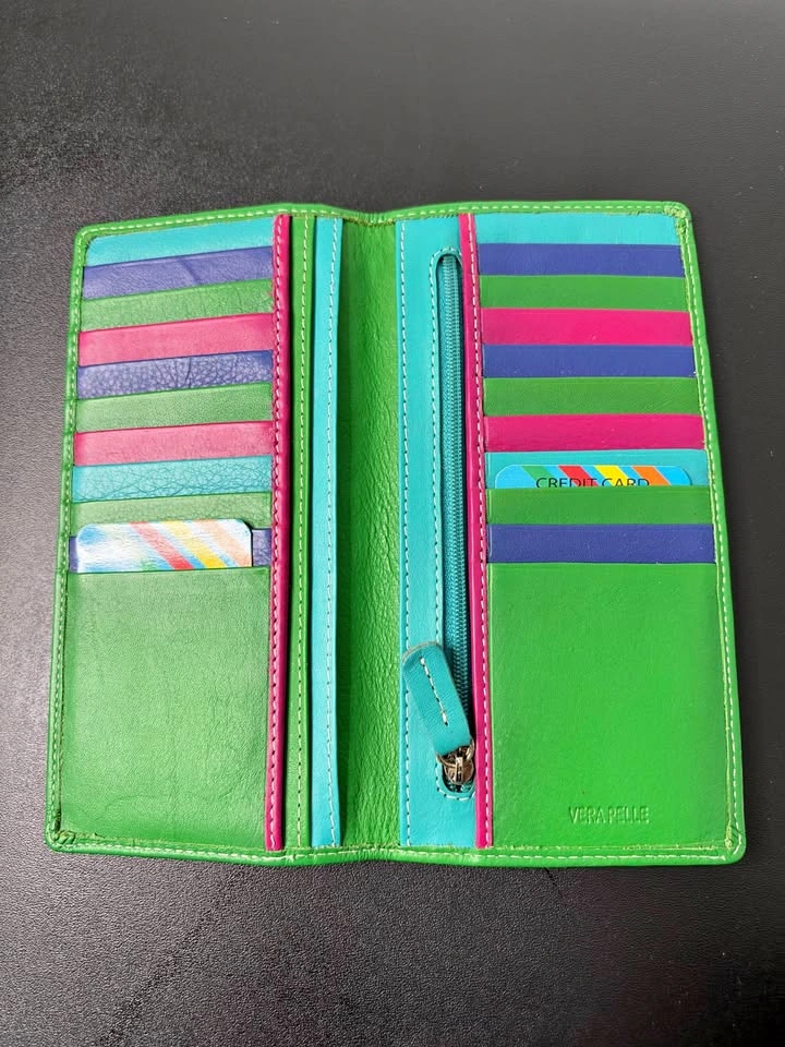 Green Leather Multi-Color Wallet