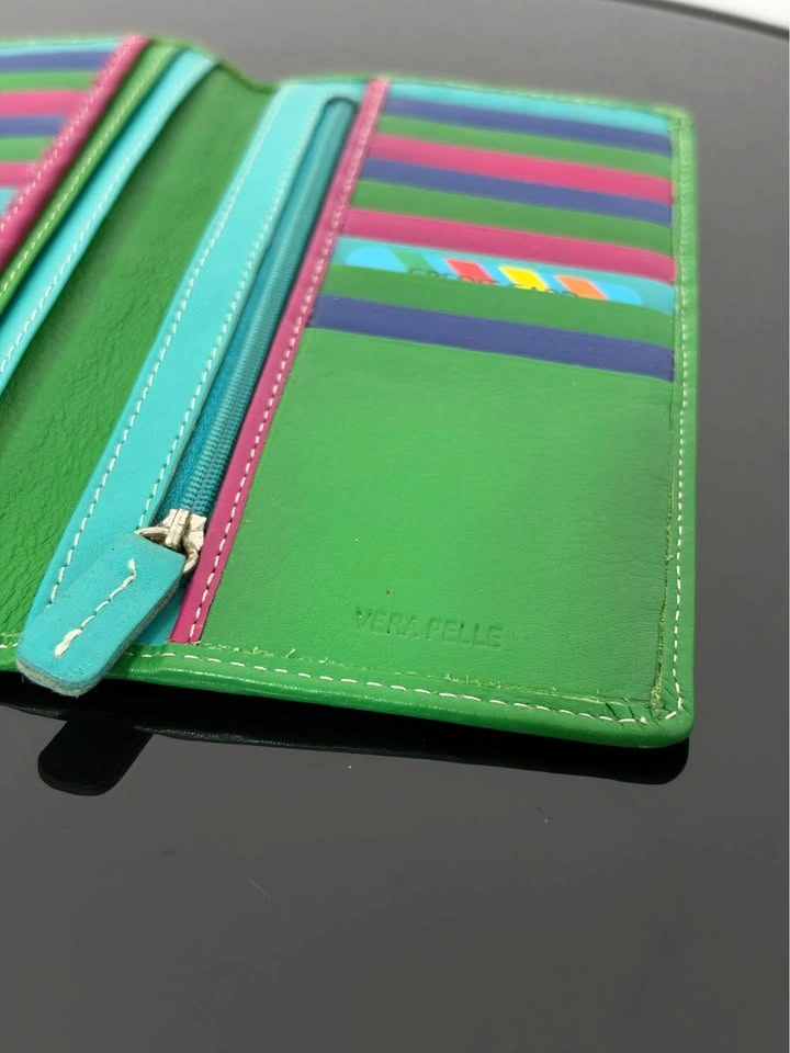 Green Leather Multi-Color Wallet - photo 4