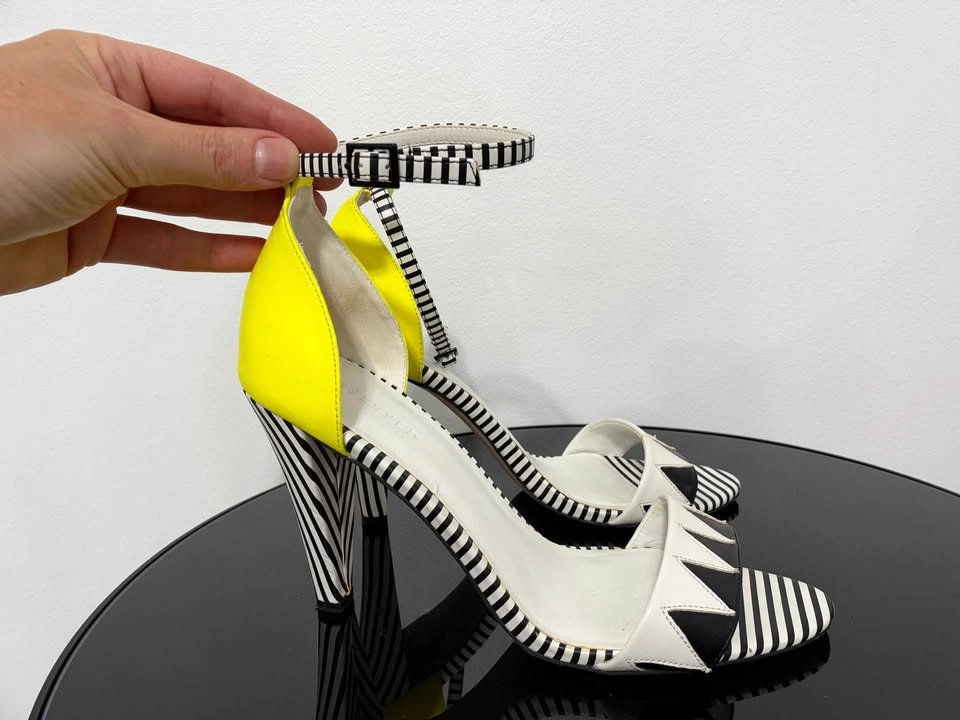 Reserved Striped Yellow Heeled Sandals - photo 2