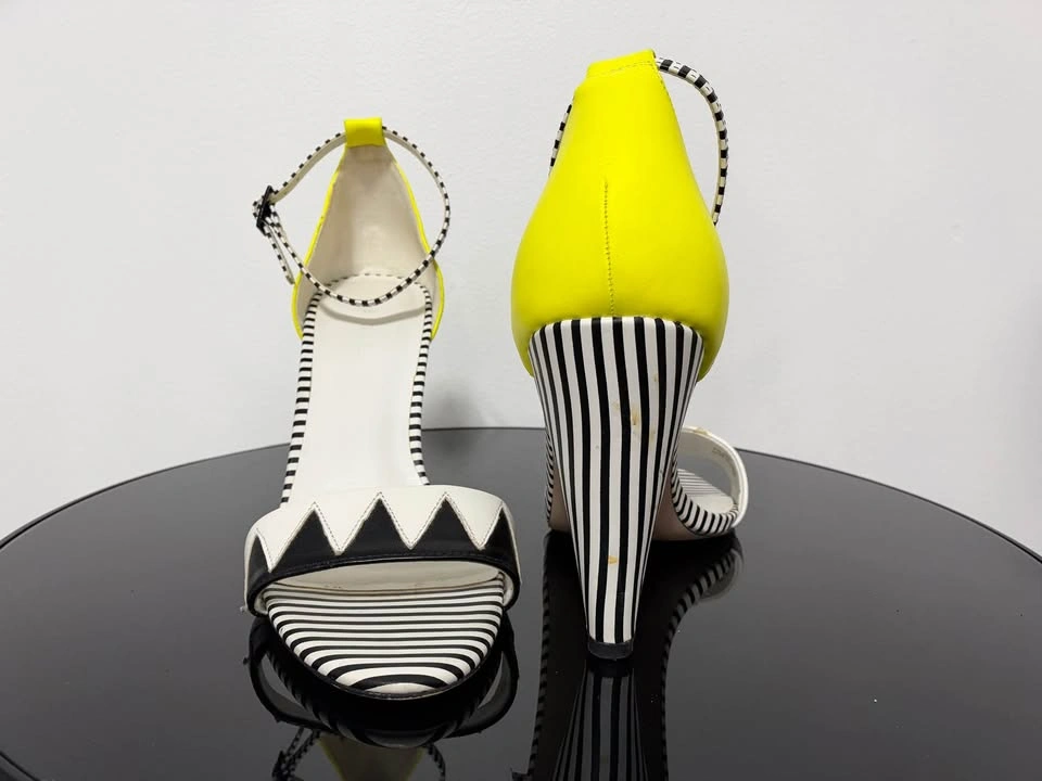 Reserved Striped Yellow Heeled Sandals - photo 3