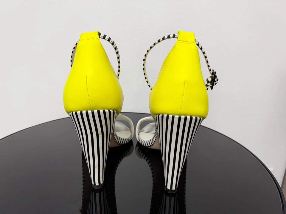 Reserved Striped Yellow Heeled Sandals - photo 4