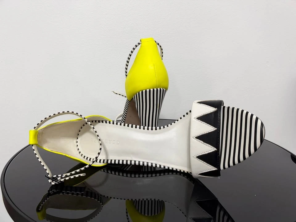Reserved Striped Yellow Heeled Sandals - photo 5