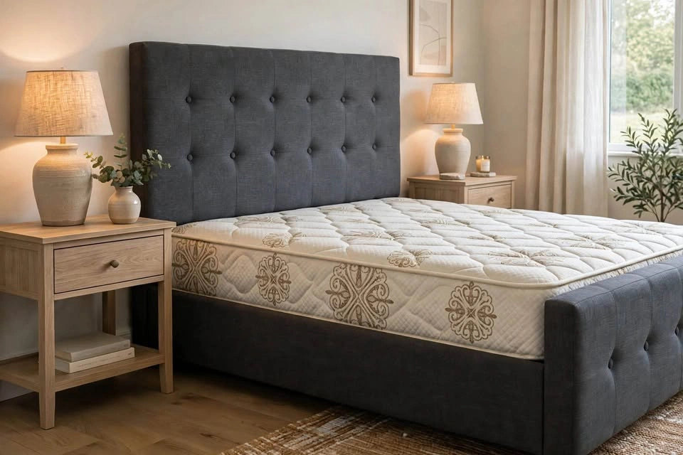 King Size Charcoal Grey Upholstered Bed – Mattress Included - photo 5