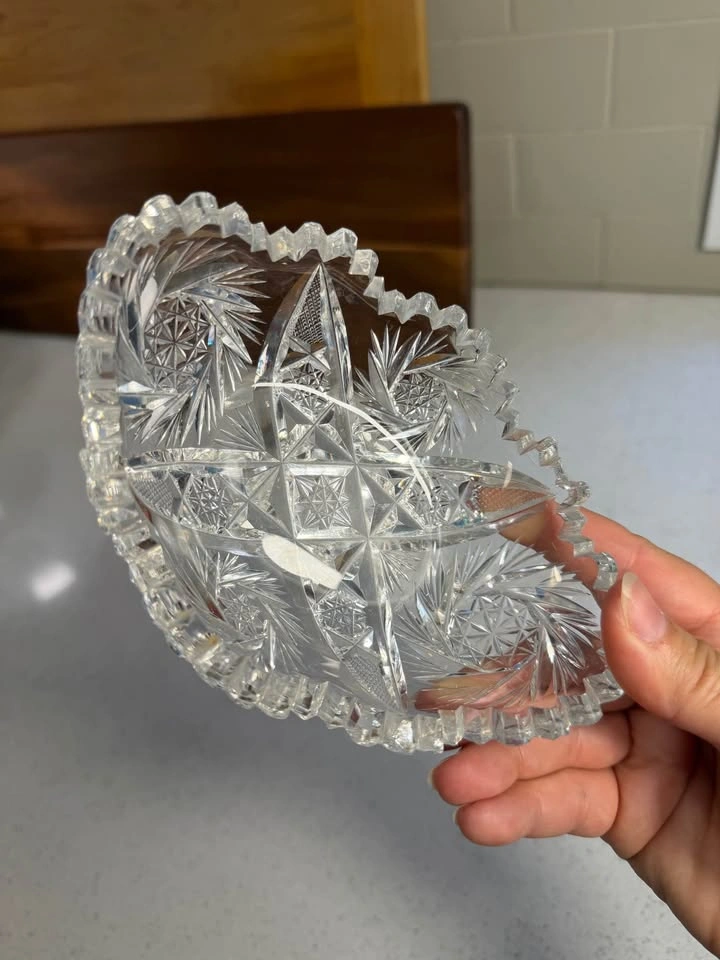 Vintage American Brilliant Period Cut Glass Oval Bowl - photo 2