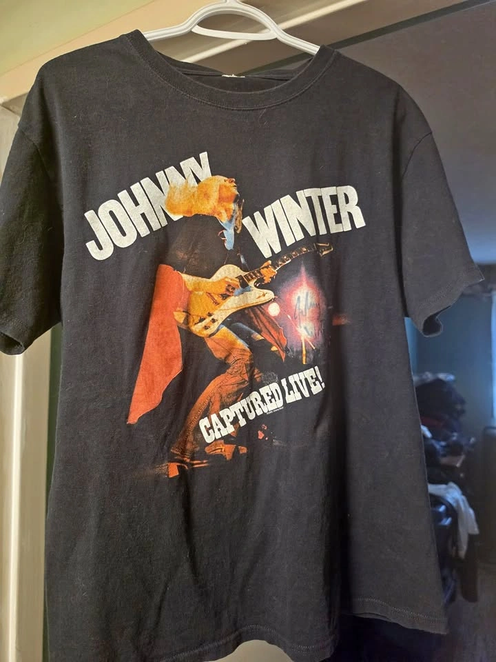 Autographed Johnny Winter T-Shirt - Signed Live in Oakville, ON