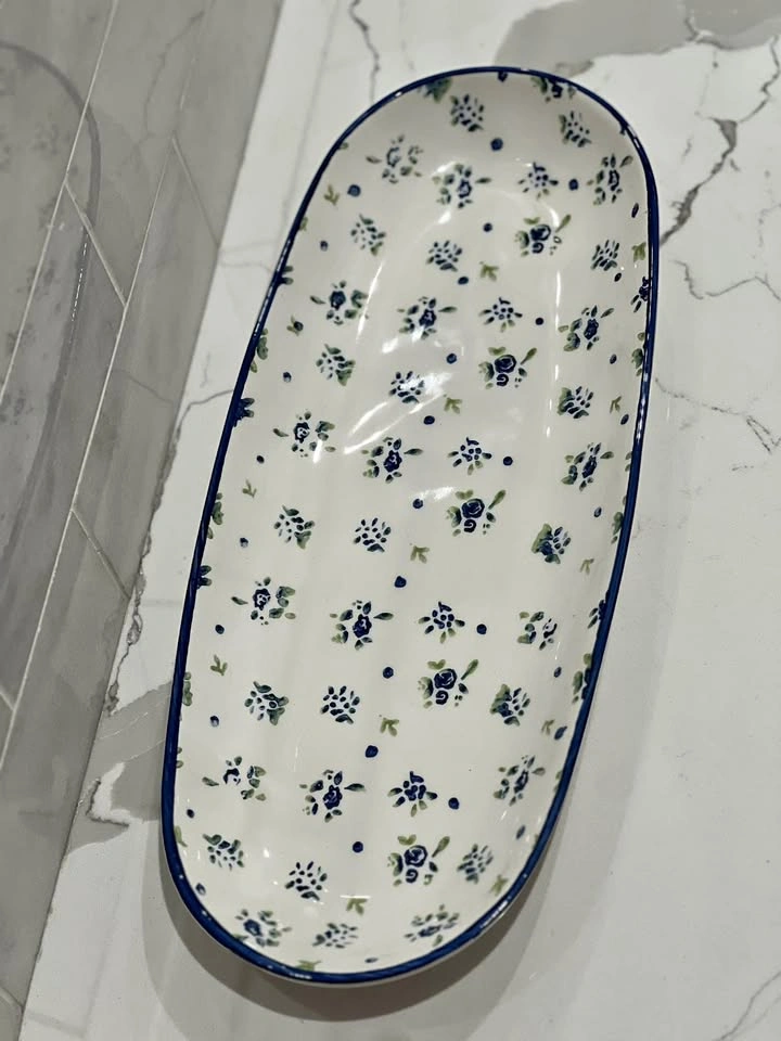 Papart Seramik Hand-Painted Oval Ceramic Serving Platter