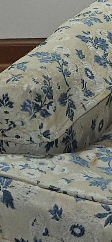 Vintage Cream & Blue Floral Armchairs (Pair) - photo 4