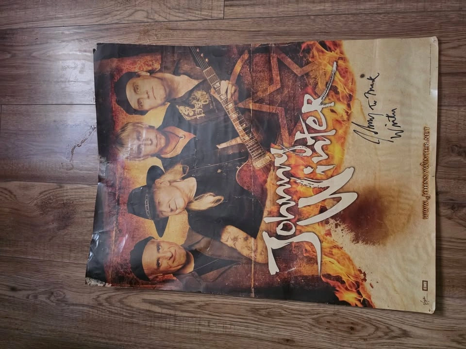 Authentic Johnny Winter Signed Promotional Poster - photo 2