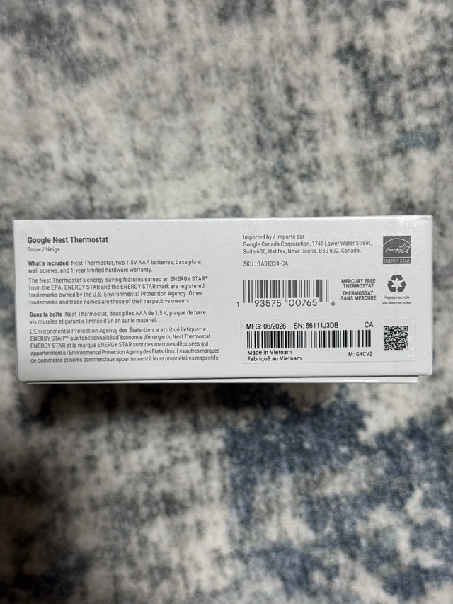 New Google Nest Wi-Fi Smart Thermostat - Snow - photo 3