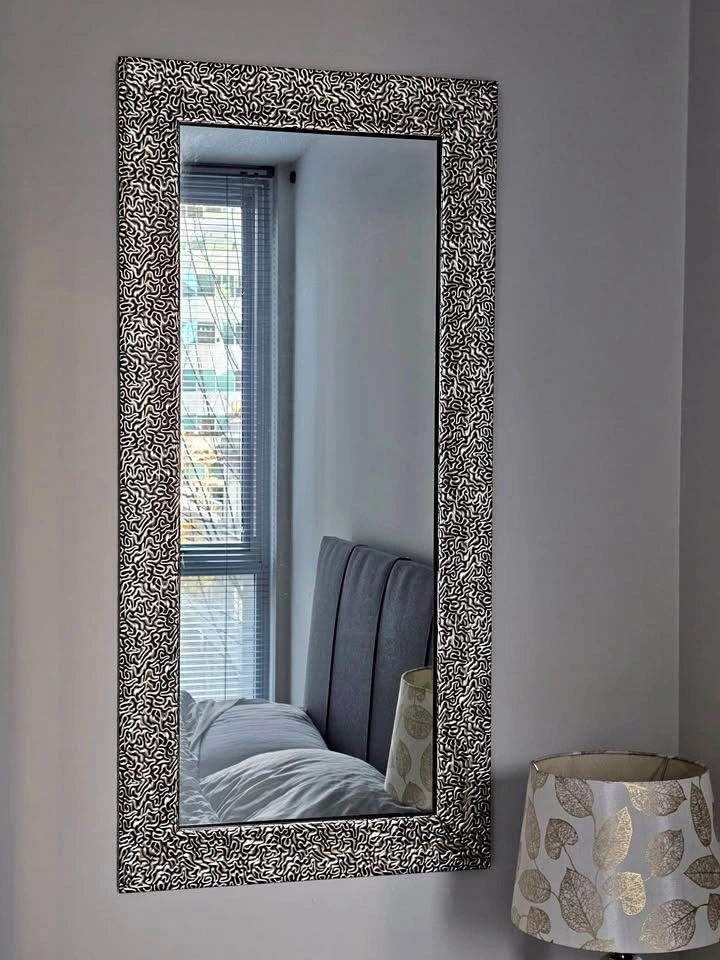 Rectangular mirror with gold frame