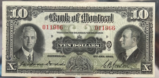 Bank of Montreal $10 Banknote 1935