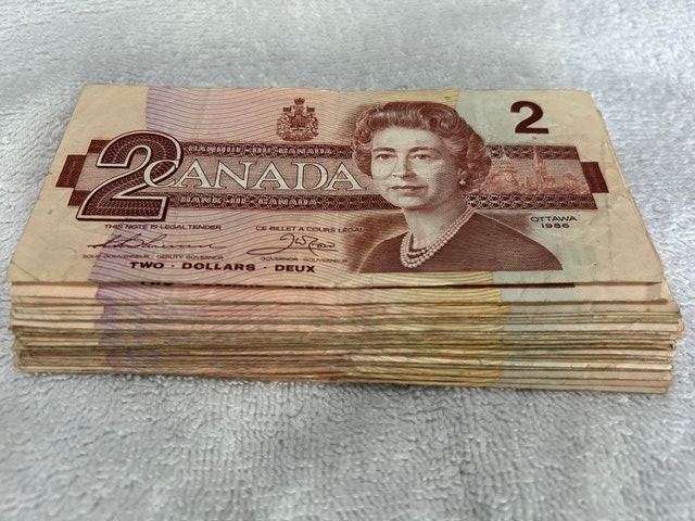Bundle of 45 Canadian $2 Banknotes