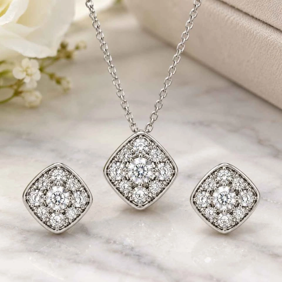 Necklace & Earring (Natural Diamond in S925 Silver) - photo 2