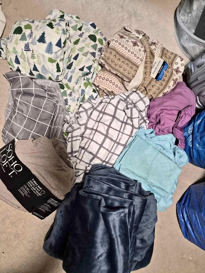 7 Sets of Twin Bedding, Mattress Topper, and Paris Comforter